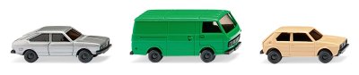 Set med 3 st. VW-bilar. N-skala!