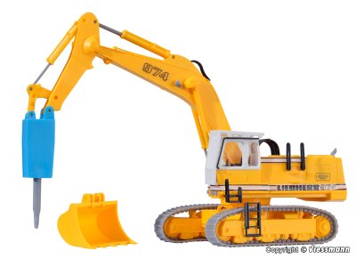 LIEBHERR 974 with demolition chisel and protective cage.