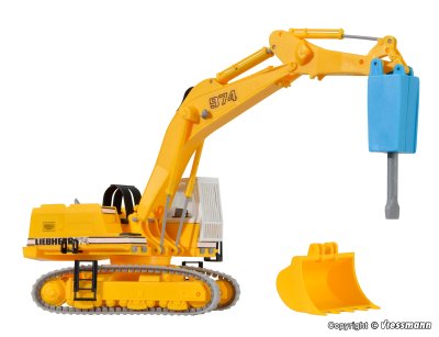LIEBHERR 974 with demolition chisel and protective cage.