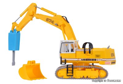 LIEBHERR 974 with demolition chisel and protective cage.
