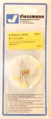 LED Gul Ø 3 mm. 4-p.