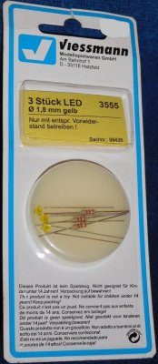 LED Gul Ø 1,8 mm. 3-p.