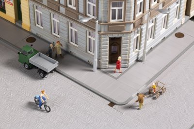 Trottoarplattor med tillbehör.