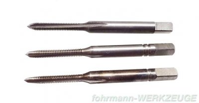 Hand taps, sets of 3 pieces out of cast steel.