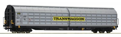 Four-axle sliding wall wagon type Habbiins of the Transwaggon.