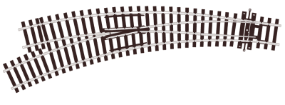 Curved Turnout, Small Radius, Left Hand. Code 100.